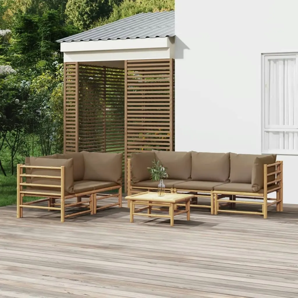 6 Piece Garden Lounge Set with Taupe Cushions  Bamboo 3155122