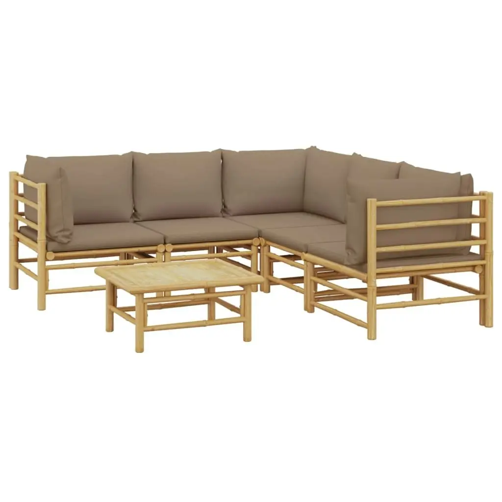 6 Piece Garden Lounge Set with Taupe Cushions  Bamboo 3155124