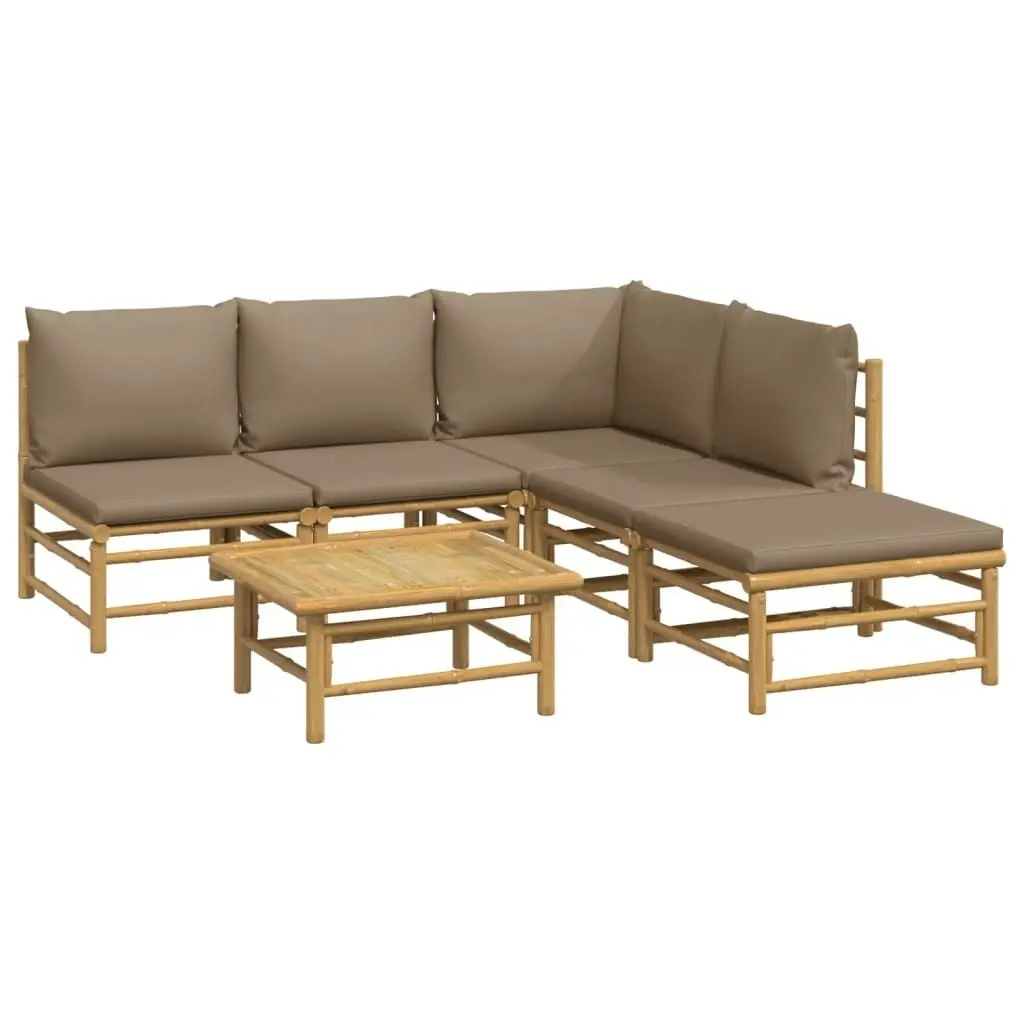 6 Piece Garden Lounge Set with Taupe Cushions  Bamboo 3155135