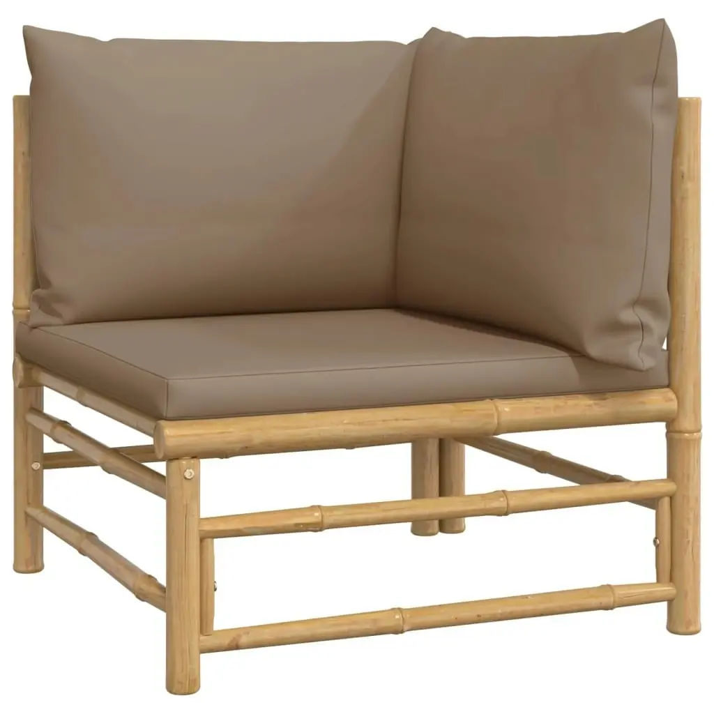 6 Piece Garden Lounge Set with Taupe Cushions  Bamboo 3155135