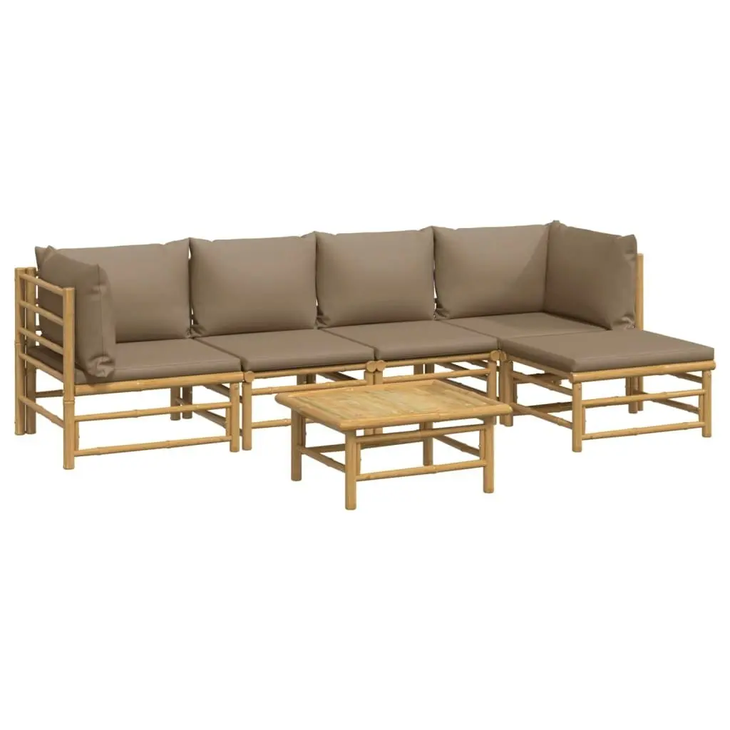 6 Piece Garden Lounge Set with Taupe Cushions  Bamboo 3155136