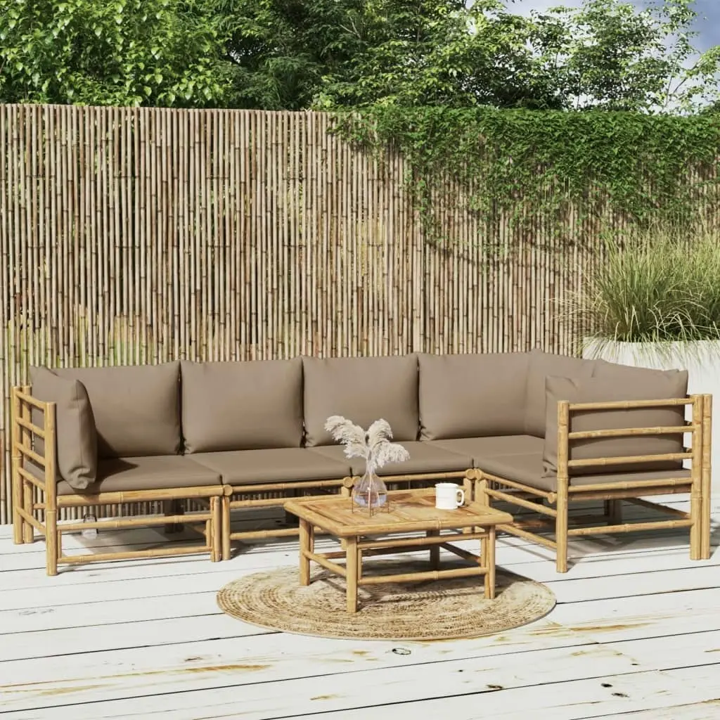 6 Piece Garden Lounge Set with Taupe Cushions  Bamboo 3155137