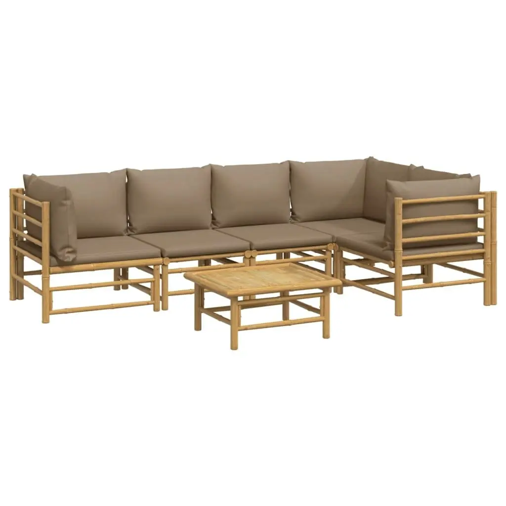 6 Piece Garden Lounge Set with Taupe Cushions  Bamboo 3155137