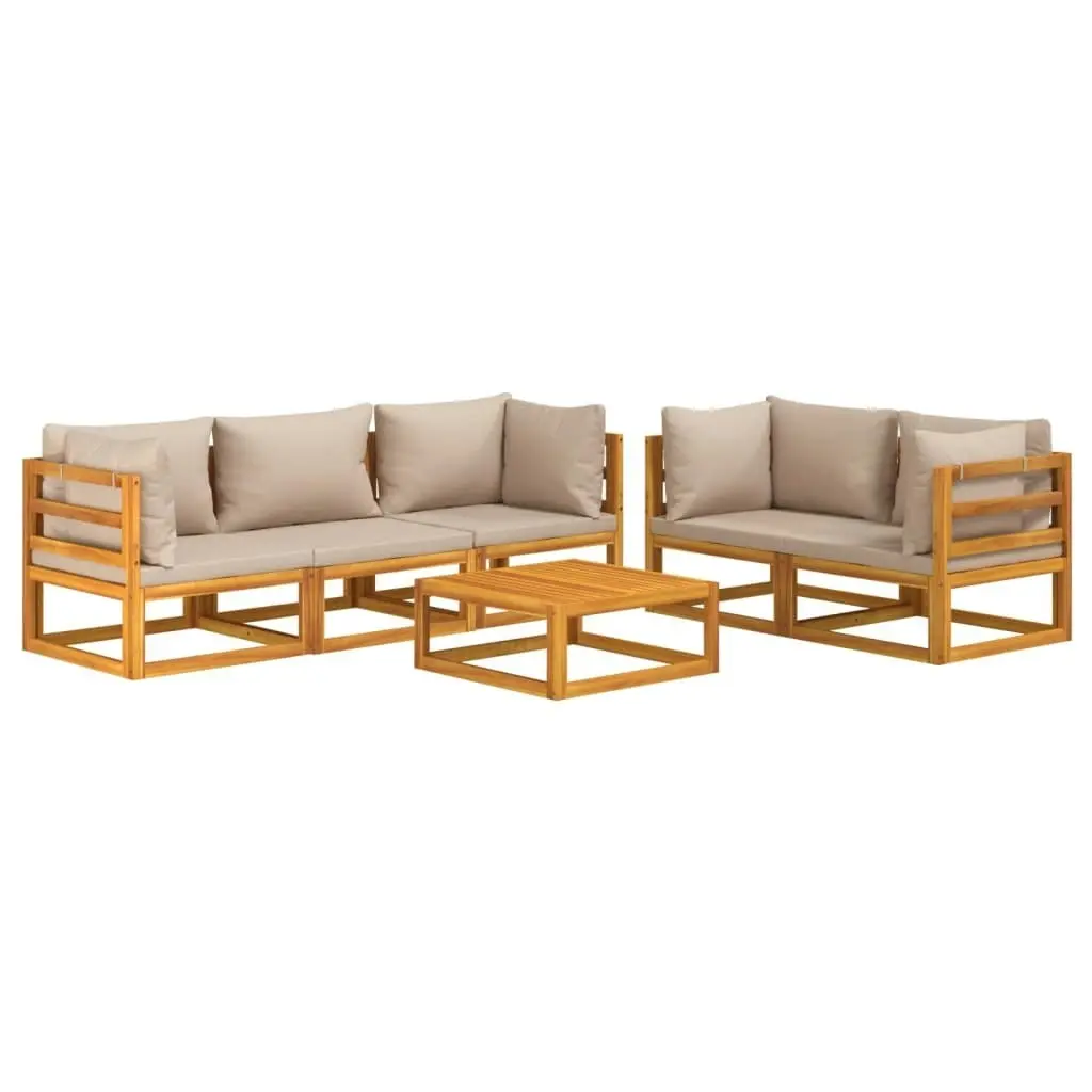 6 Piece Garden Lounge Set with Taupe Cushions Solid Wood 3155255