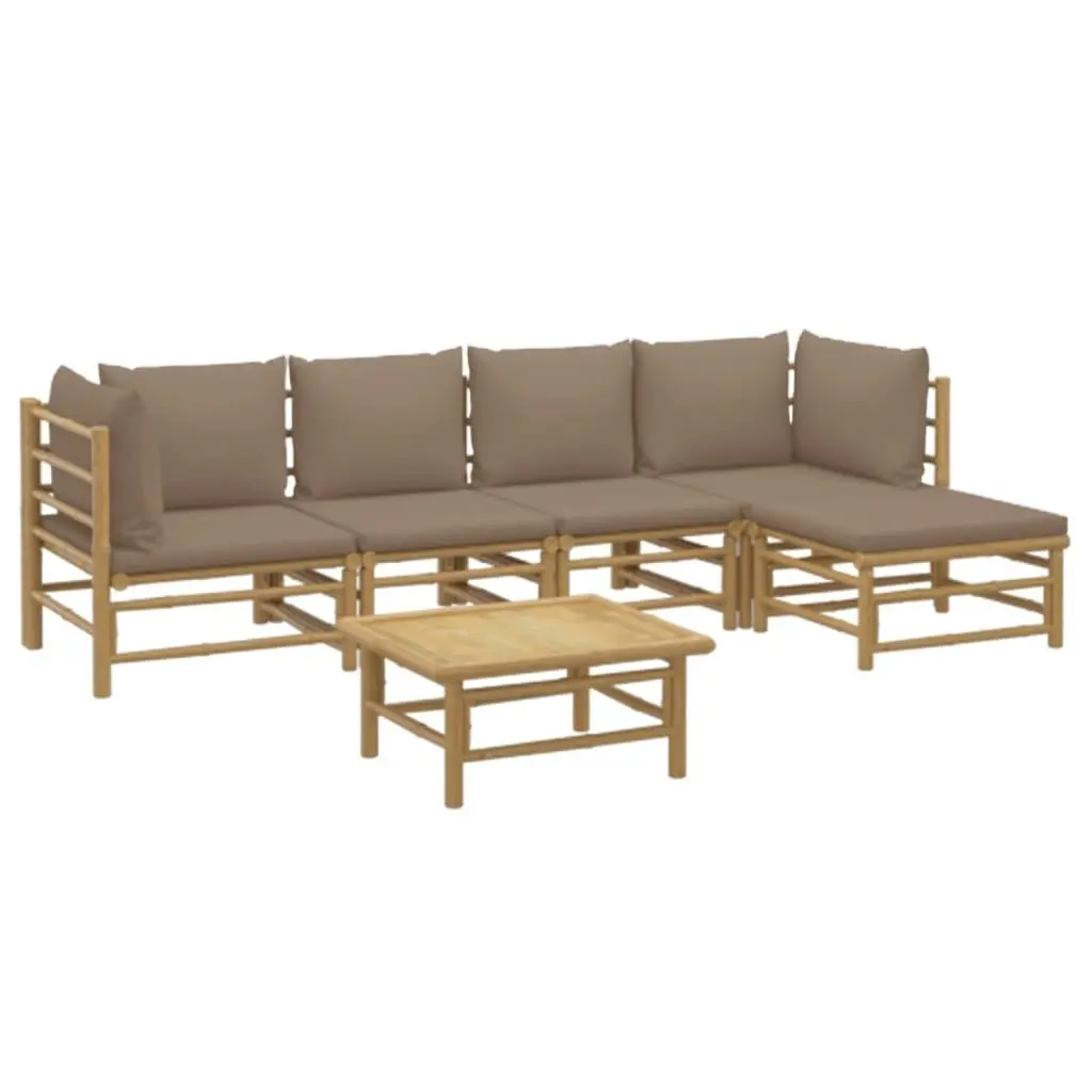 6 Piece Garden Lounge Set with Taupe Cushions  Bamboo 3155116