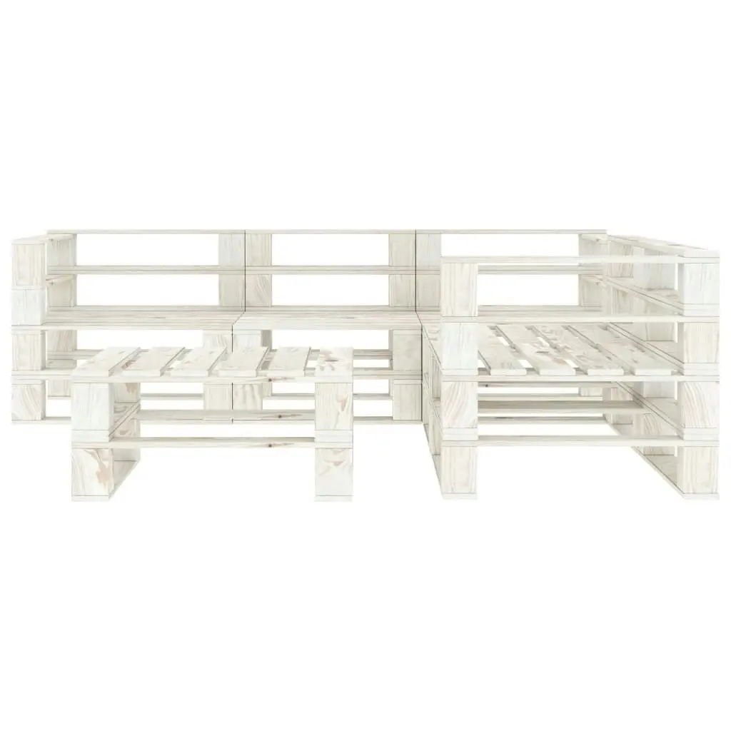 6 Piece Garden Pallet Lounge Set Wood White 3072238