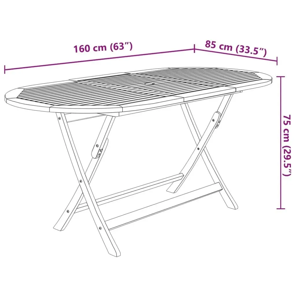 7 Piece Folding Outdoor Dining Set Solid Acacia Wood 44057