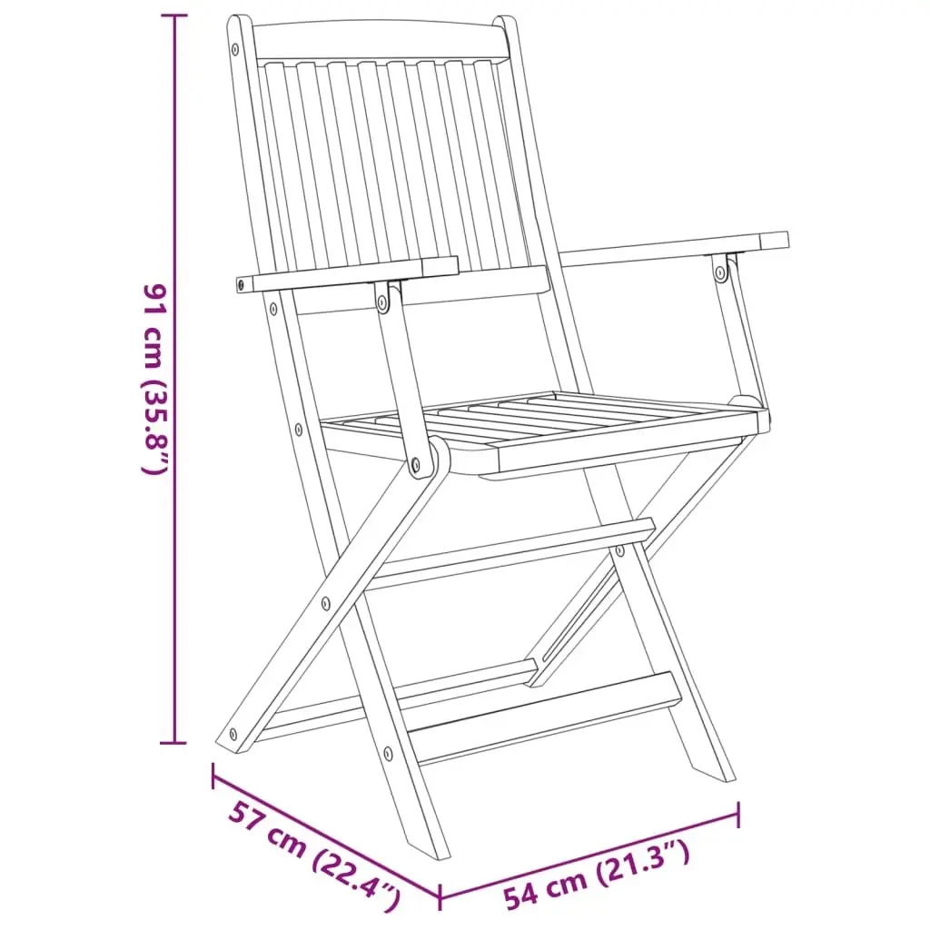 7 Piece Folding Outdoor Dining Set Solid Acacia Wood 44057