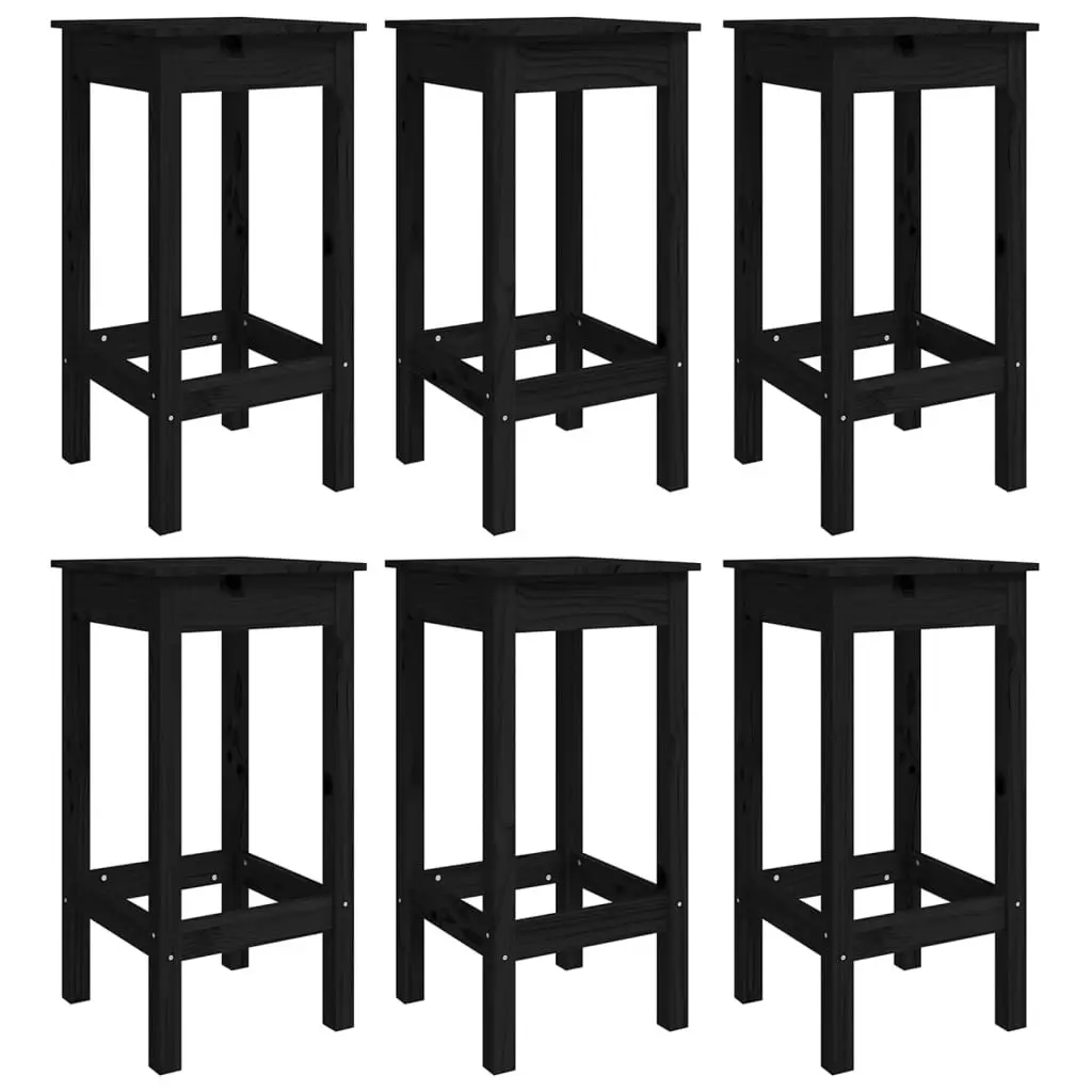 7 Piece Garden Bar Set Black Solid Wood Pine 3154759