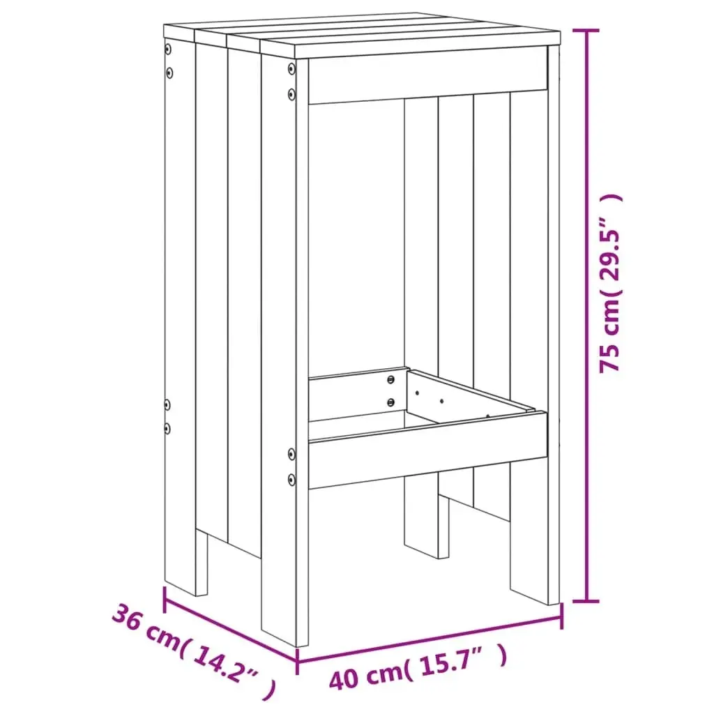 7 Piece Garden Bar Set White Solid Wood Pine 3157752