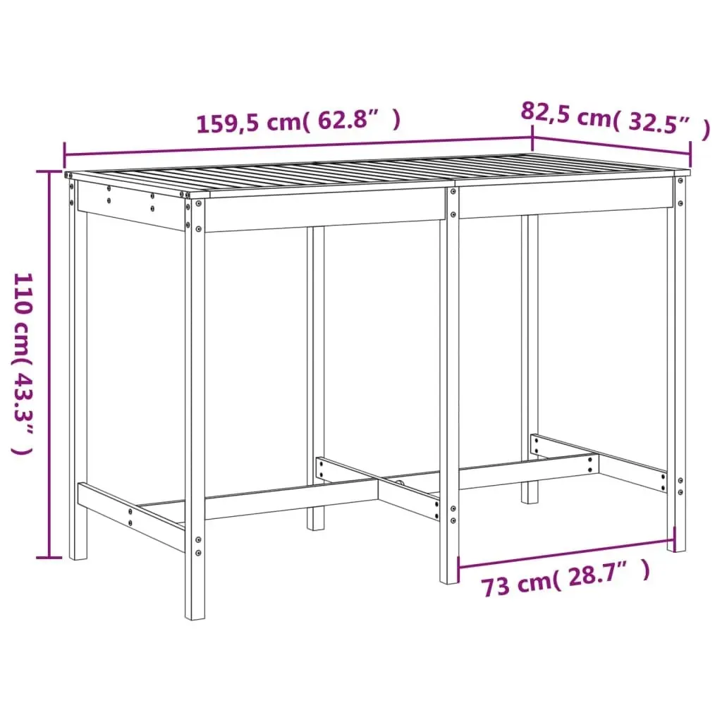 7 Piece Garden Bar Set White Solid Wood Pine 3157782