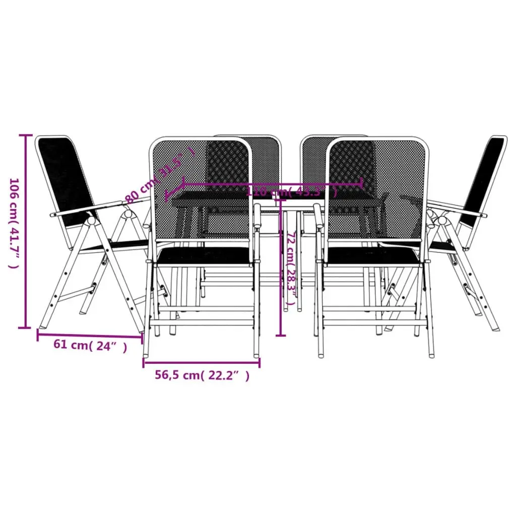 7 Piece Garden Dining Set Anthracite Metal Mesh 3211821