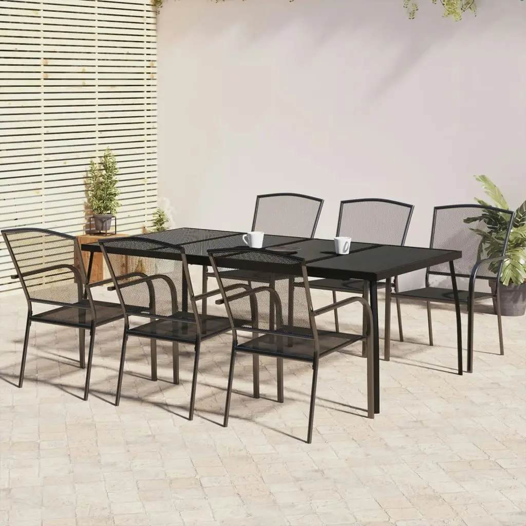 7 Piece Garden Dining Set Anthracite Steel 3187973