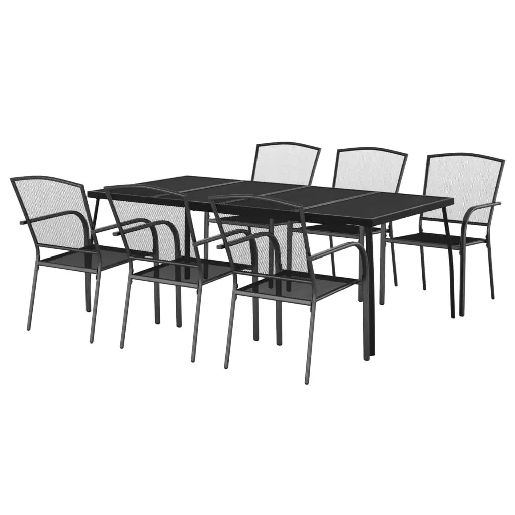 7 Piece Garden Dining Set Anthracite Steel 3187973