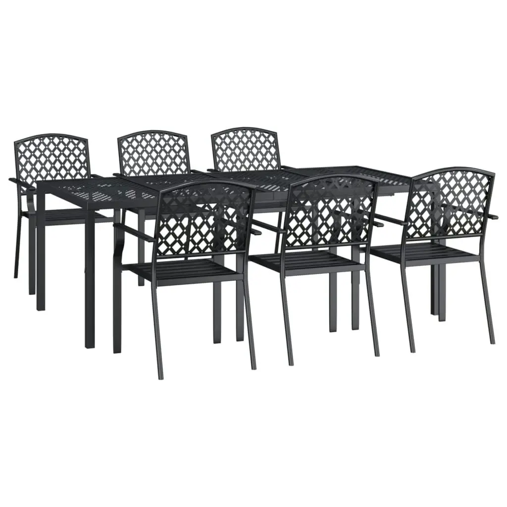 7 Piece Garden Dining Set Anthracite Steel 3188005