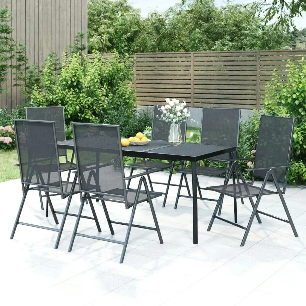 7 Piece Garden Dining Set Anthracite Steel 3187981