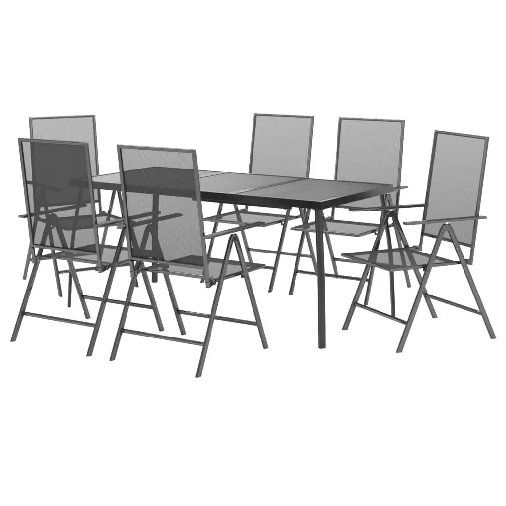 7 Piece Garden Dining Set Anthracite Steel 3187981