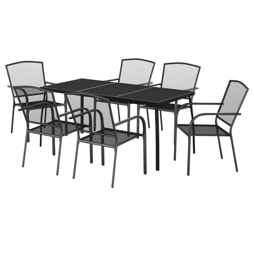 7 Piece Garden Dining Set Anthracite Steel 3187971