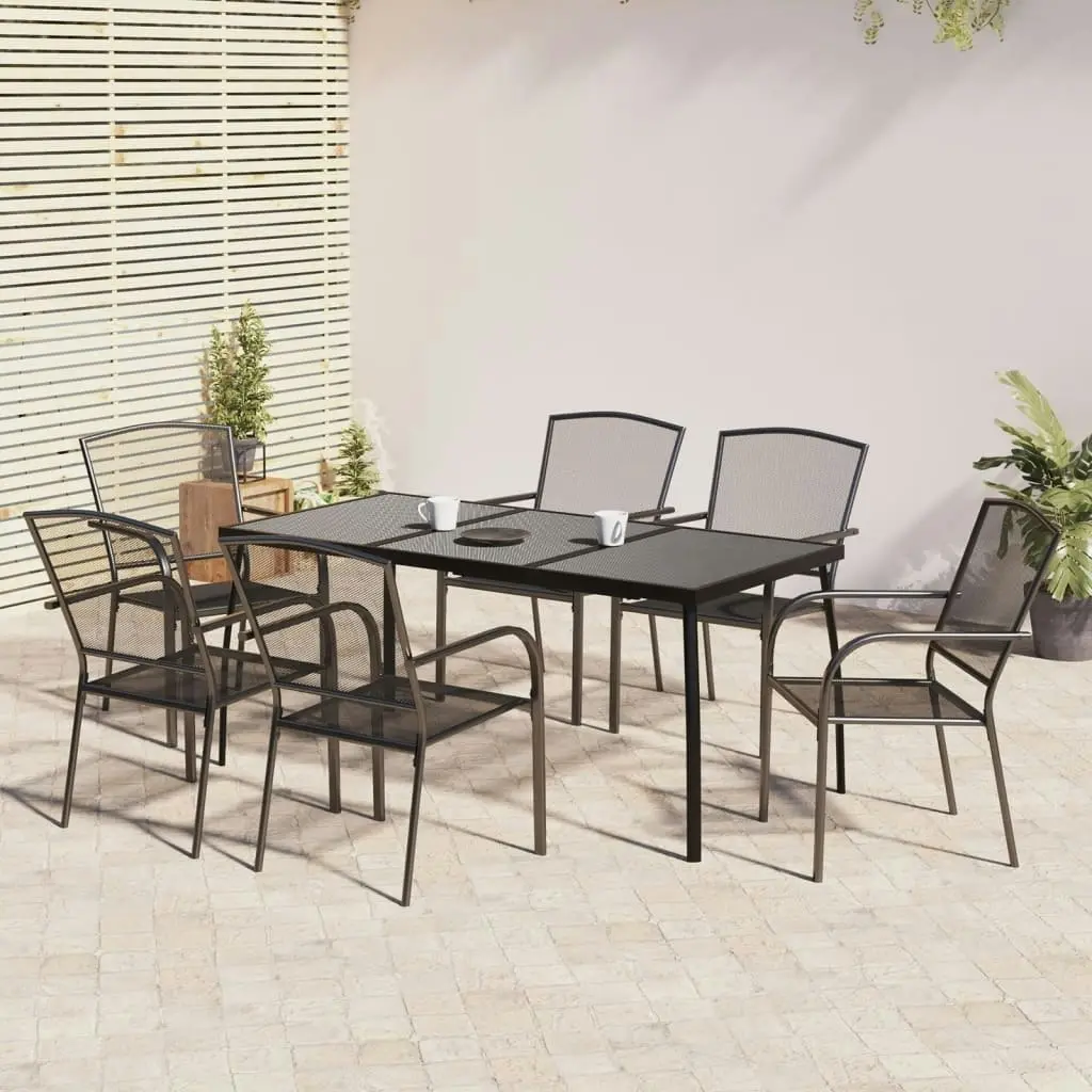 7 Piece Garden Dining Set Anthracite Steel 3187971