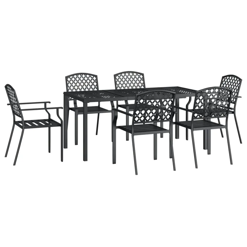 7 Piece Garden Dining Set Anthracite Steel 3188003