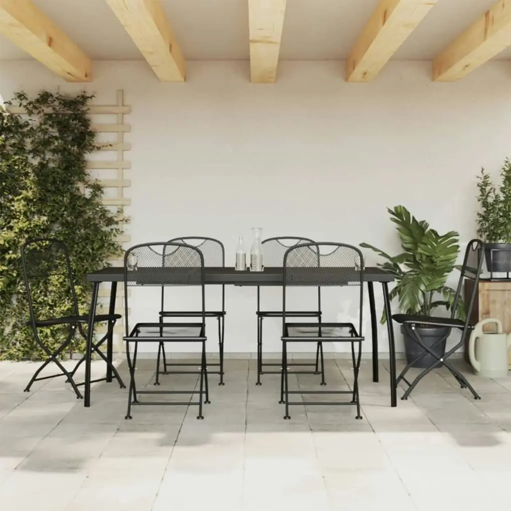 7 Piece Garden Dining Set Anthracite Metal Mesh 3211814