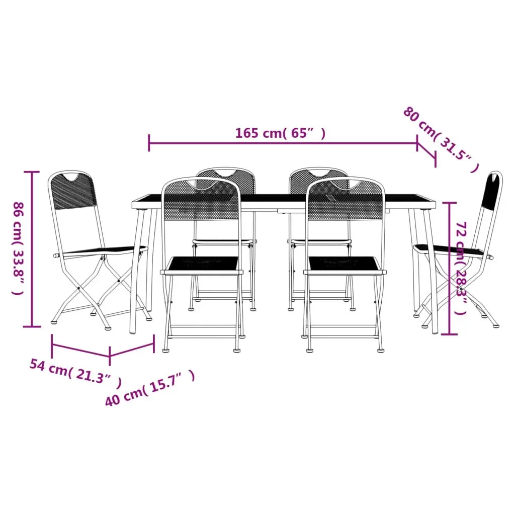 7 Piece Garden Dining Set Anthracite Metal Mesh 3211814