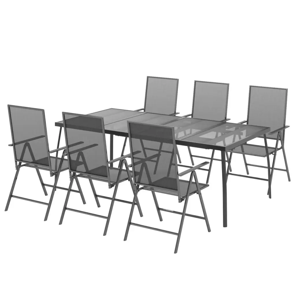 7 Piece Garden Dining Set Anthracite Steel 3187983