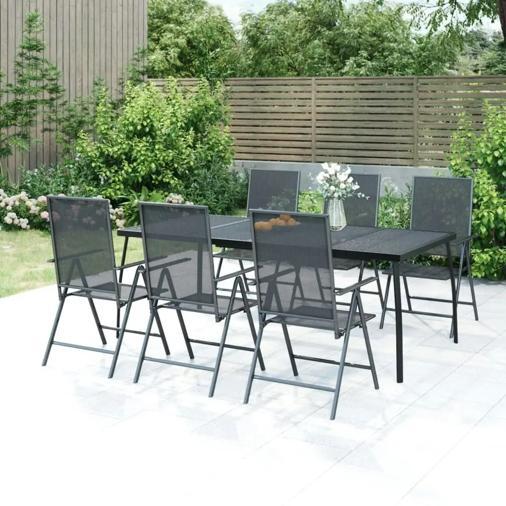 7 Piece Garden Dining Set Anthracite Steel 3187983