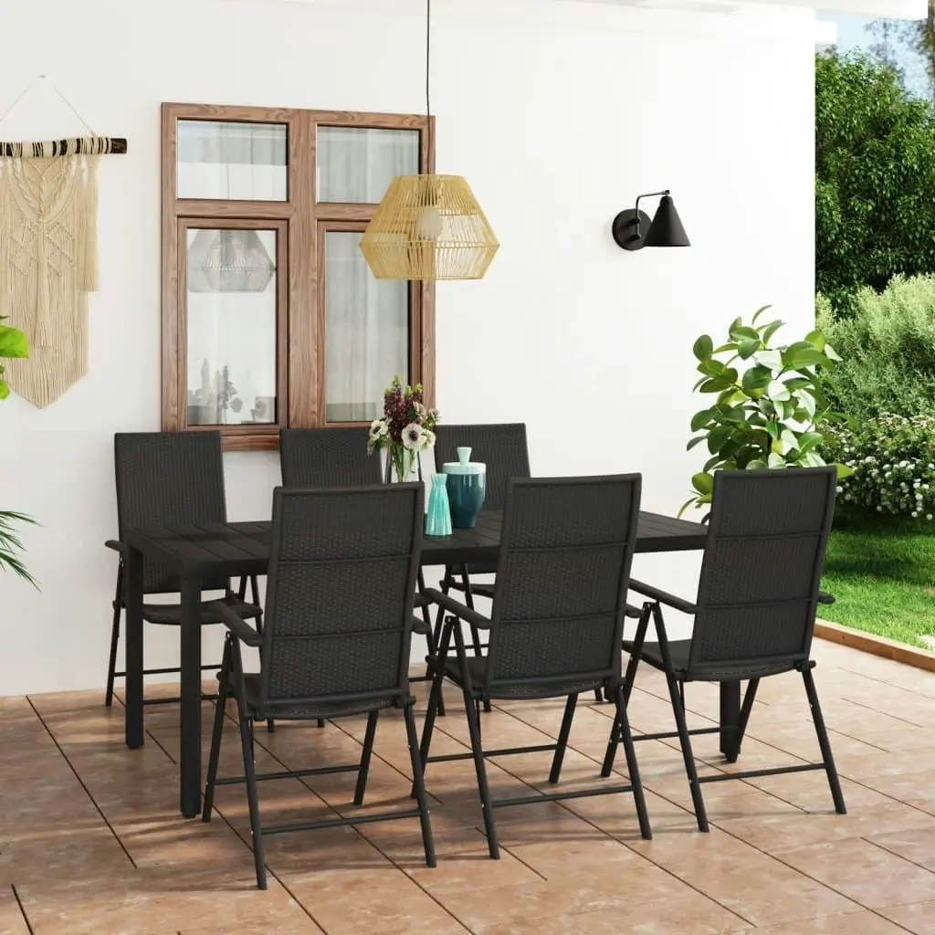 7 Piece Garden Dining Set Black 3060062