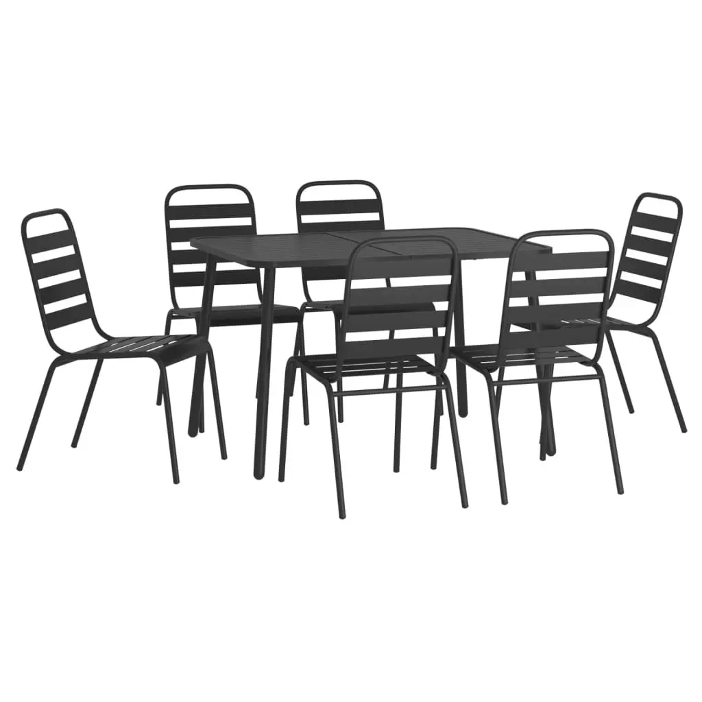 7 Piece Garden Dining Set Anthracite Steel 3187992