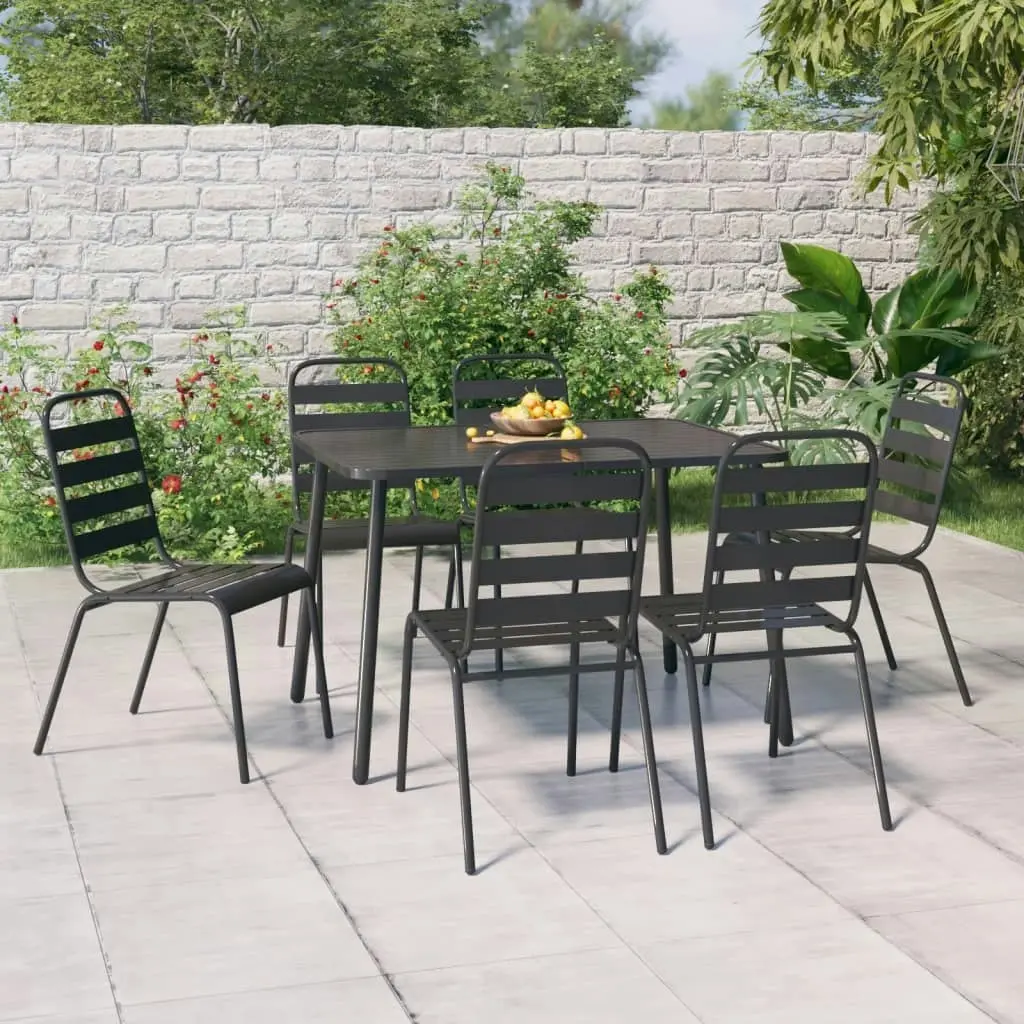 7 Piece Garden Dining Set Anthracite Steel 3187992