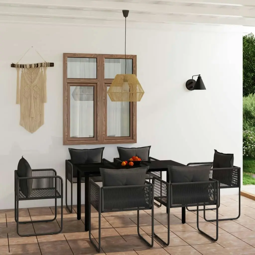 7 Piece Garden Dining Set Black 3099080