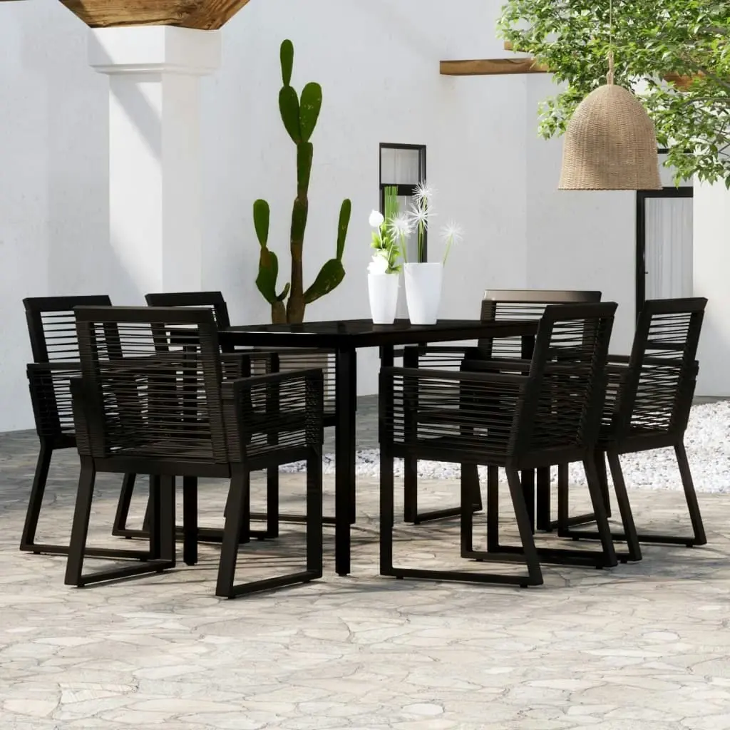 7 Piece Garden Dining Set Black 3099152