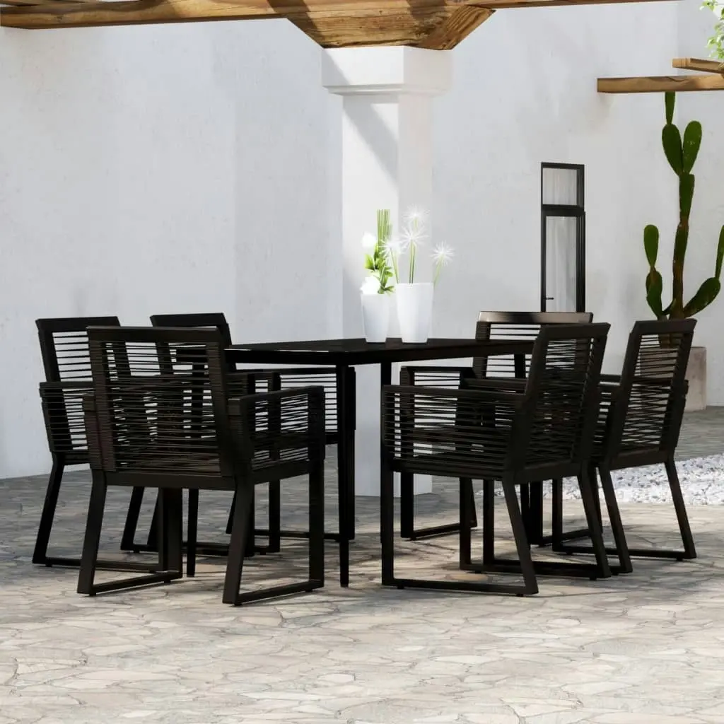 7 Piece Garden Dining Set Black 3099158