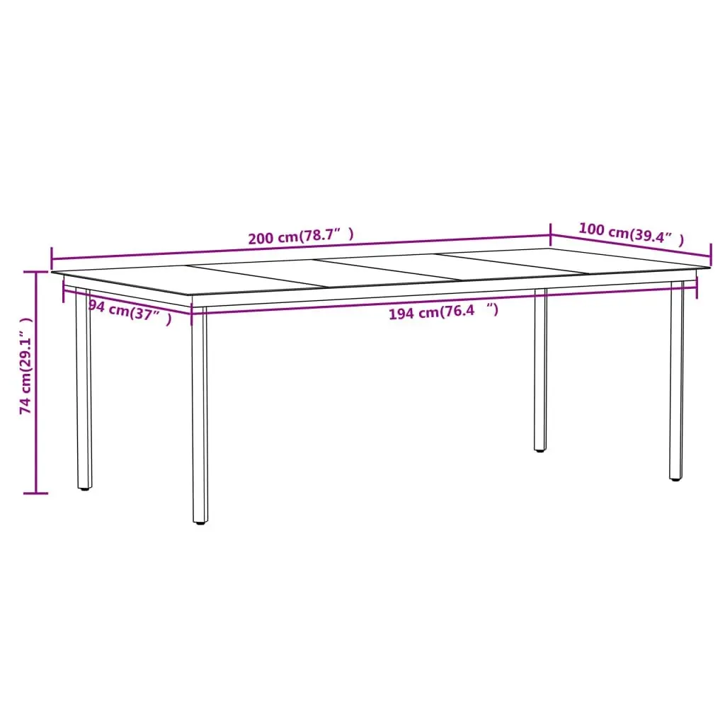 7 Piece Garden Dining Set Black 3099201