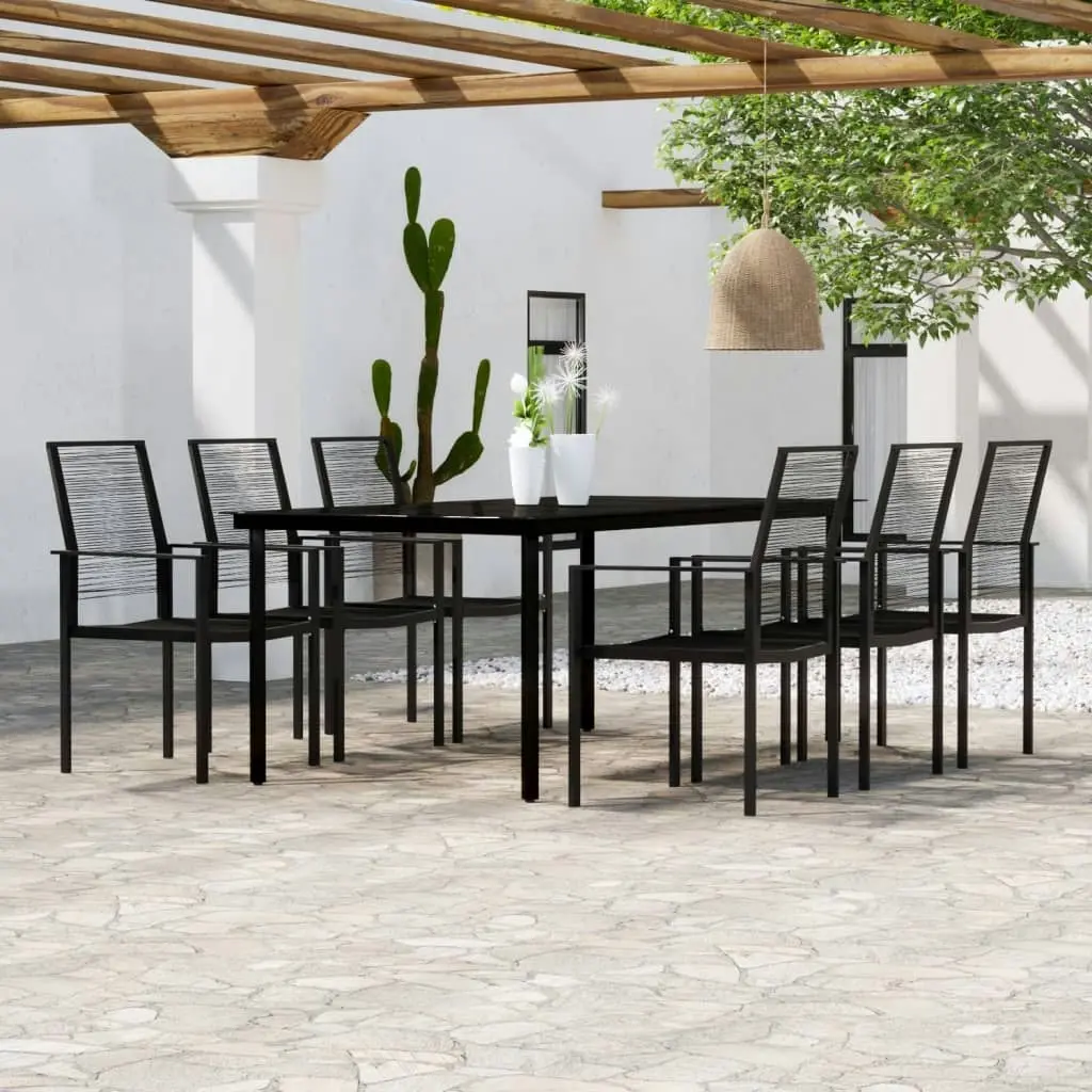 7 Piece Garden Dining Set Black 3099201