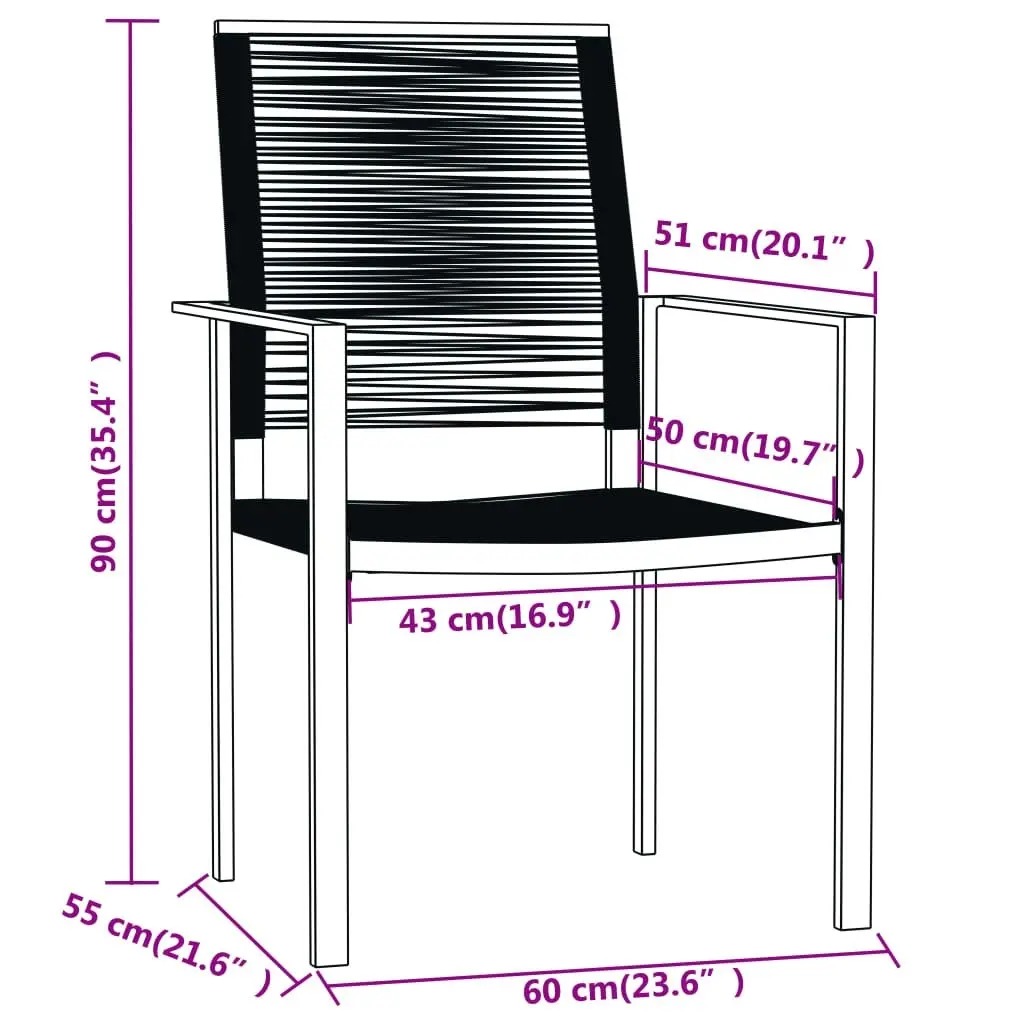 7 Piece Garden Dining Set Black 3099201