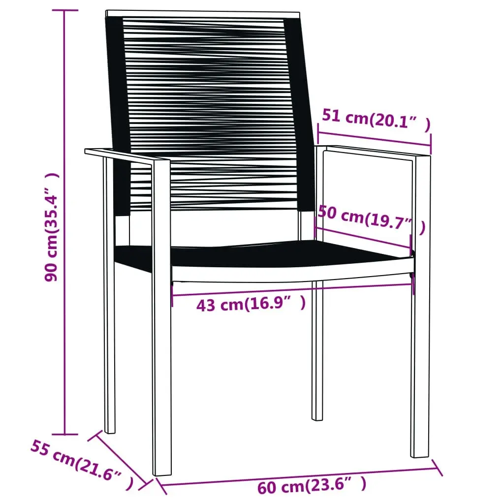 7 Piece Garden Dining Set Black 3099206