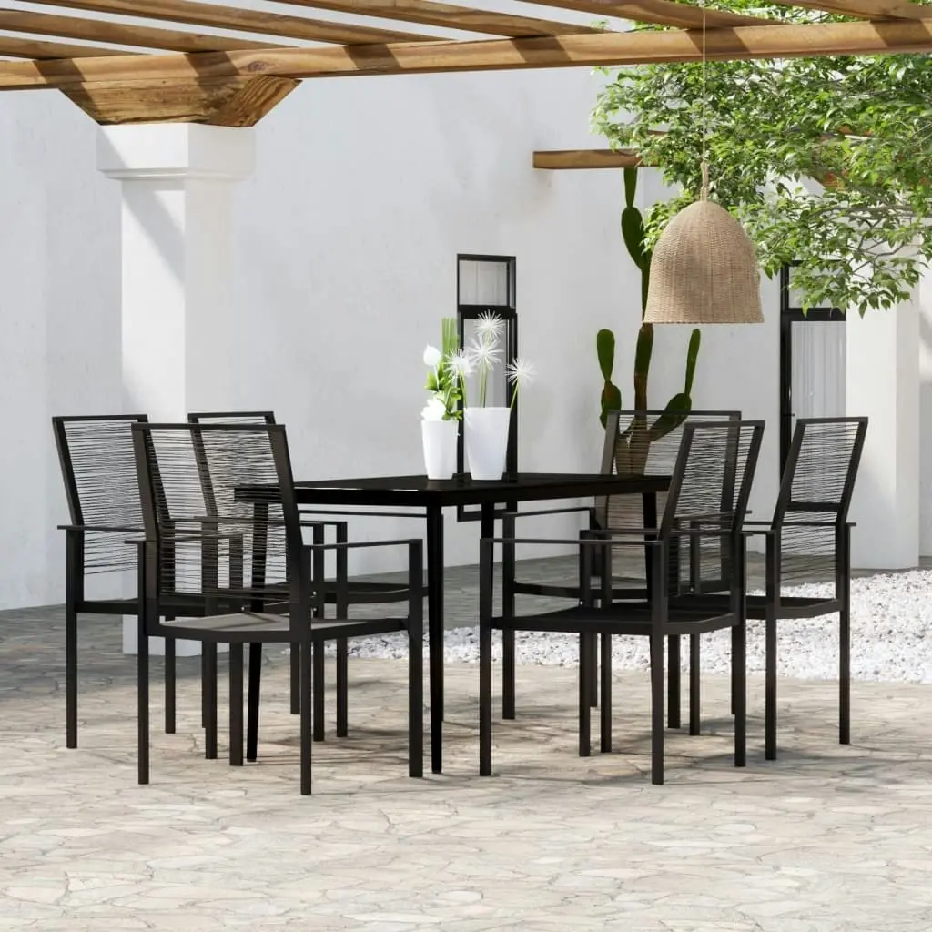 7 Piece Garden Dining Set Black 3099206