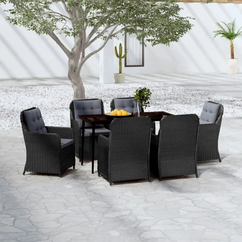 7 Piece Garden Dining Set Black 3099574