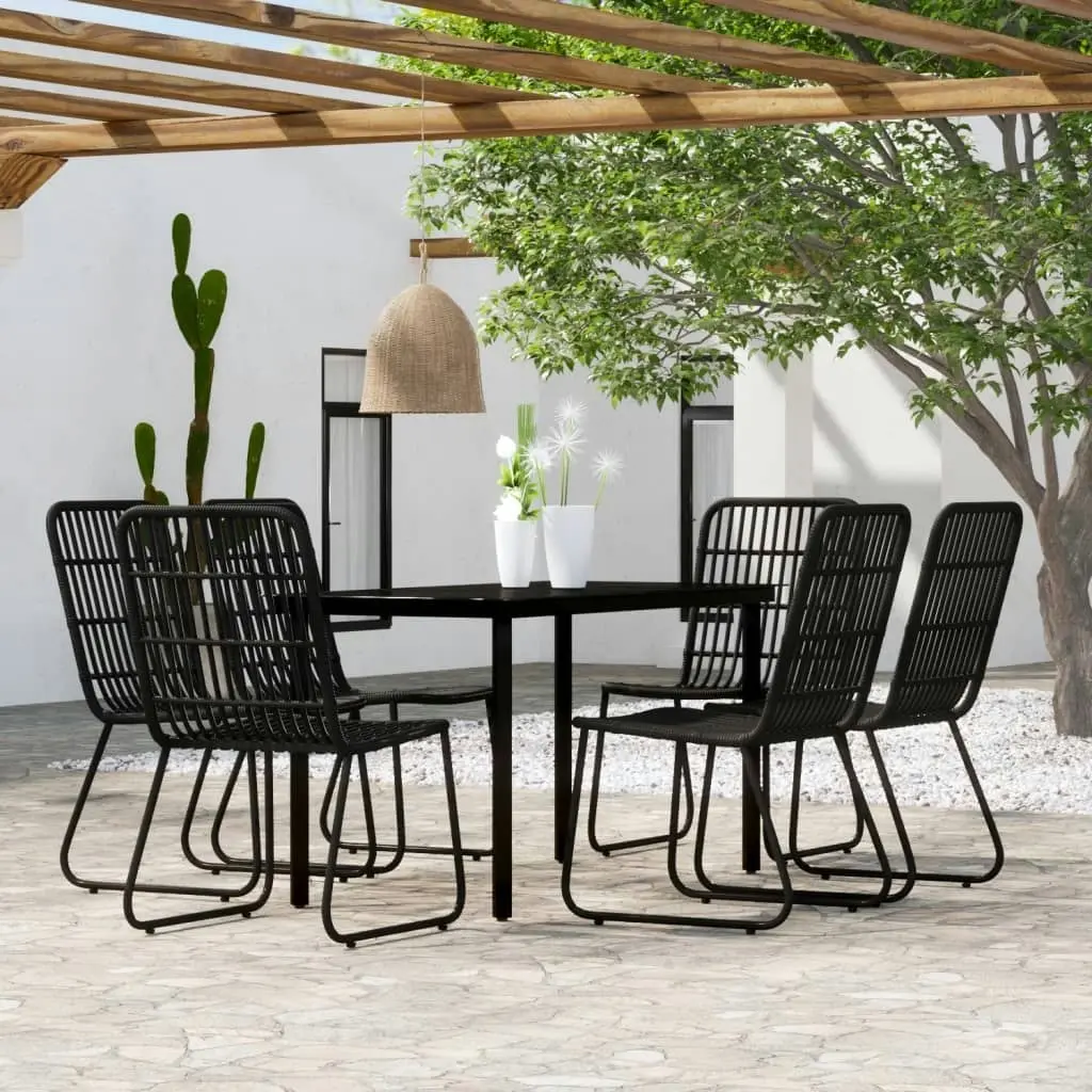 7 Piece Garden Dining Set Black 3099170