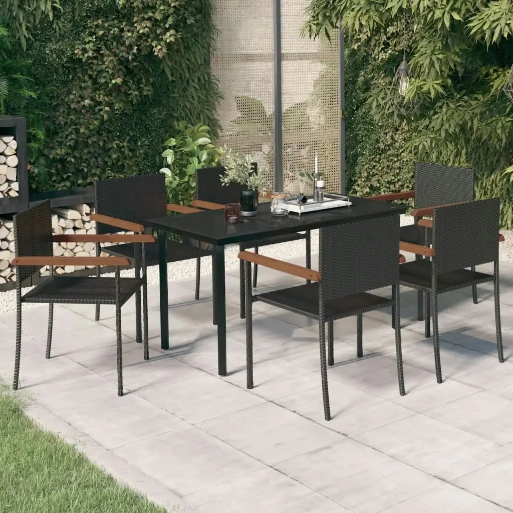 7 Piece Garden Dining Set Black 3099416