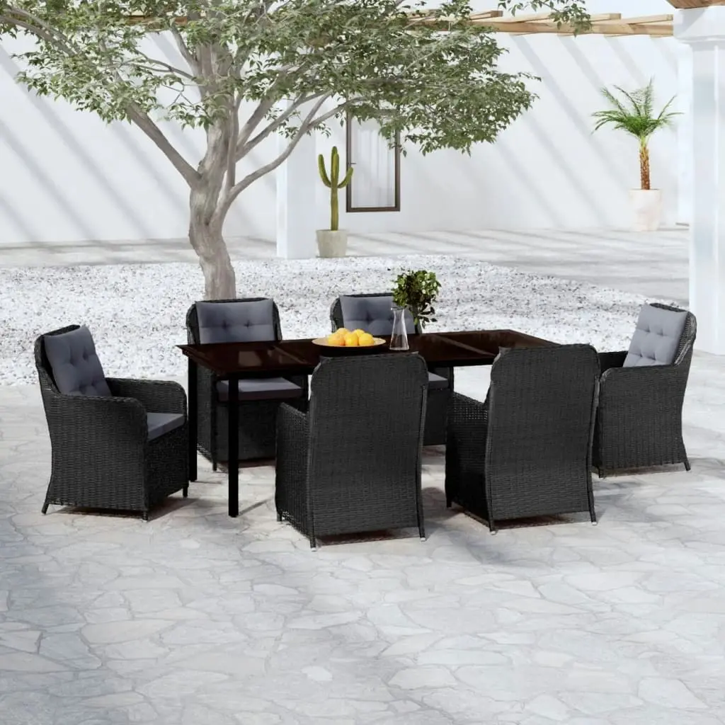 7 Piece Garden Dining Set Black 3099563