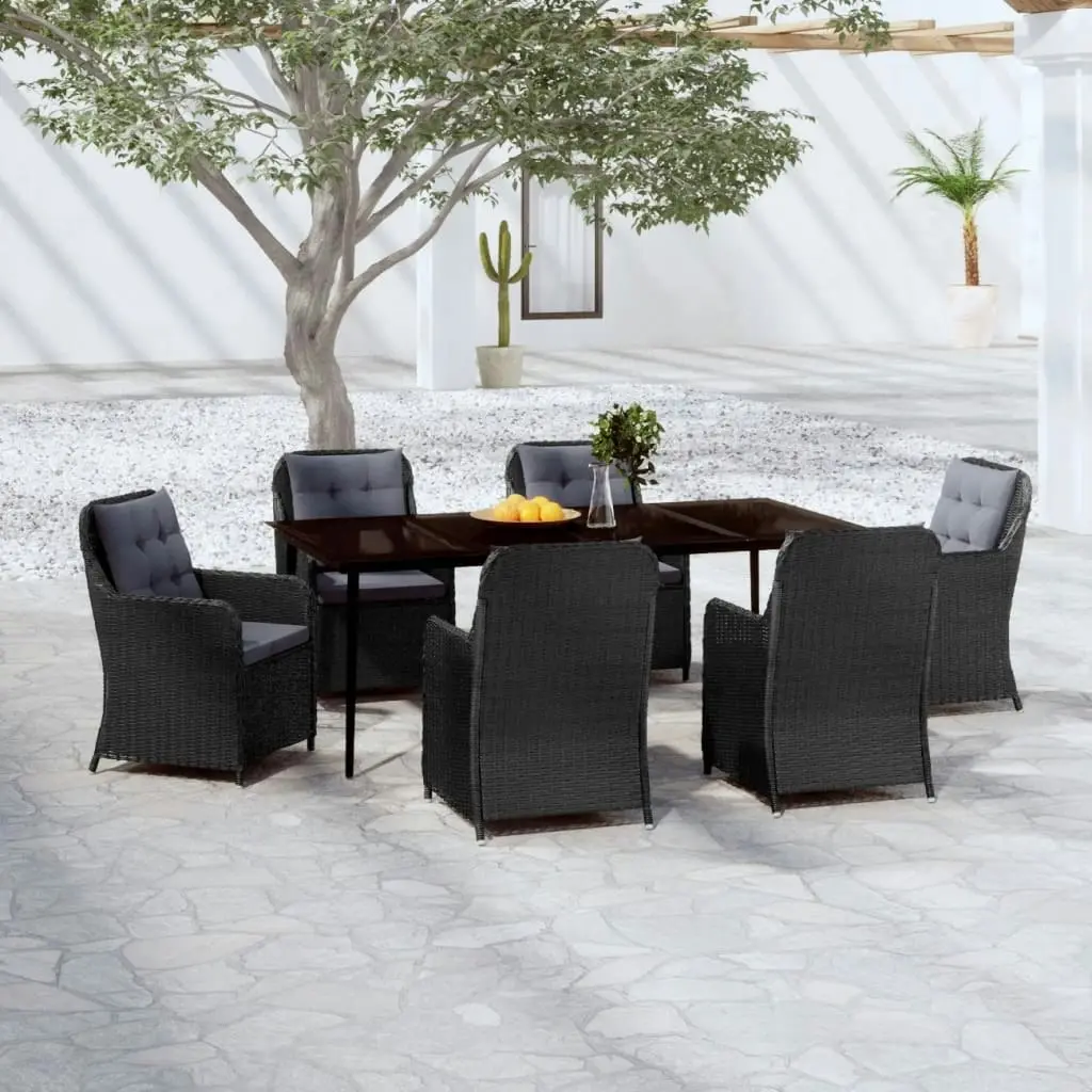 7 Piece Garden Dining Set Black 3099575