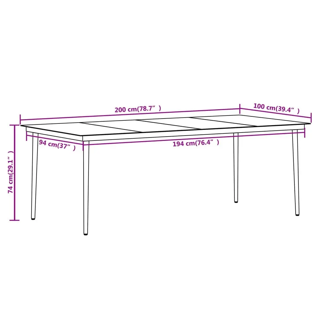 7 Piece Garden Dining Set Black 3099159