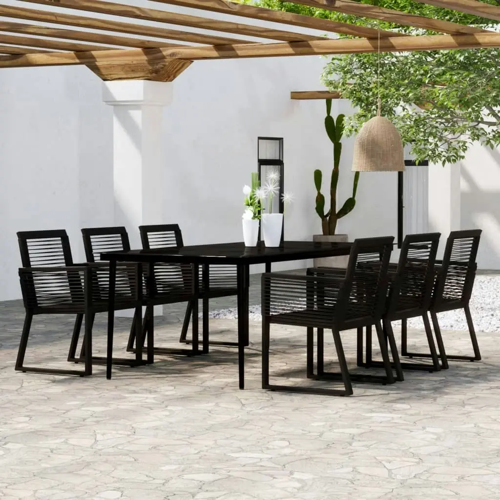 7 Piece Garden Dining Set Black 3099159