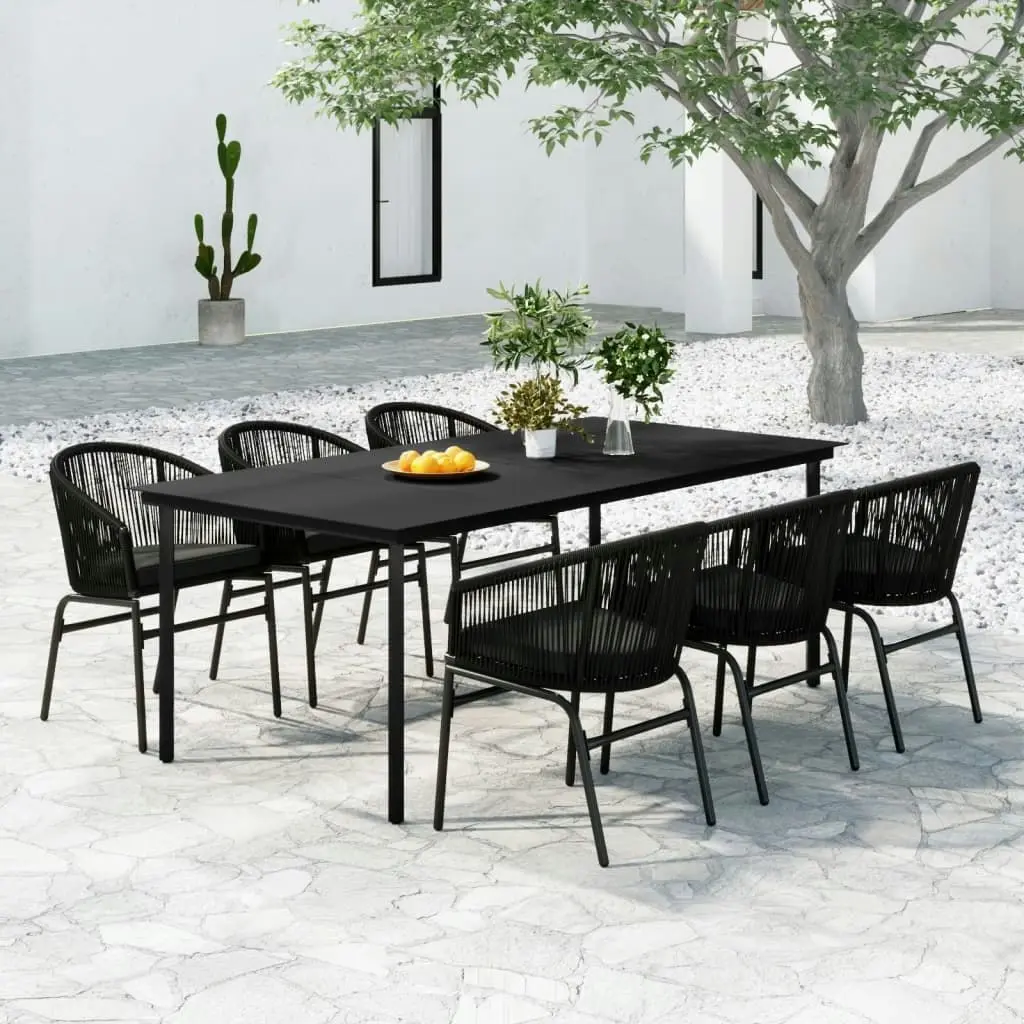 7 Piece Garden Dining Set Black 3099225