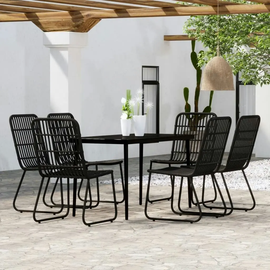 7 Piece Garden Dining Set Black 3099182