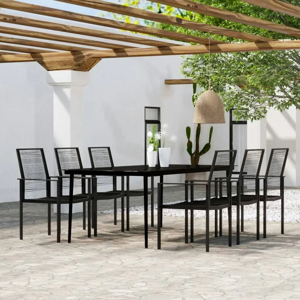 7 Piece Garden Dining Set Black 3099207