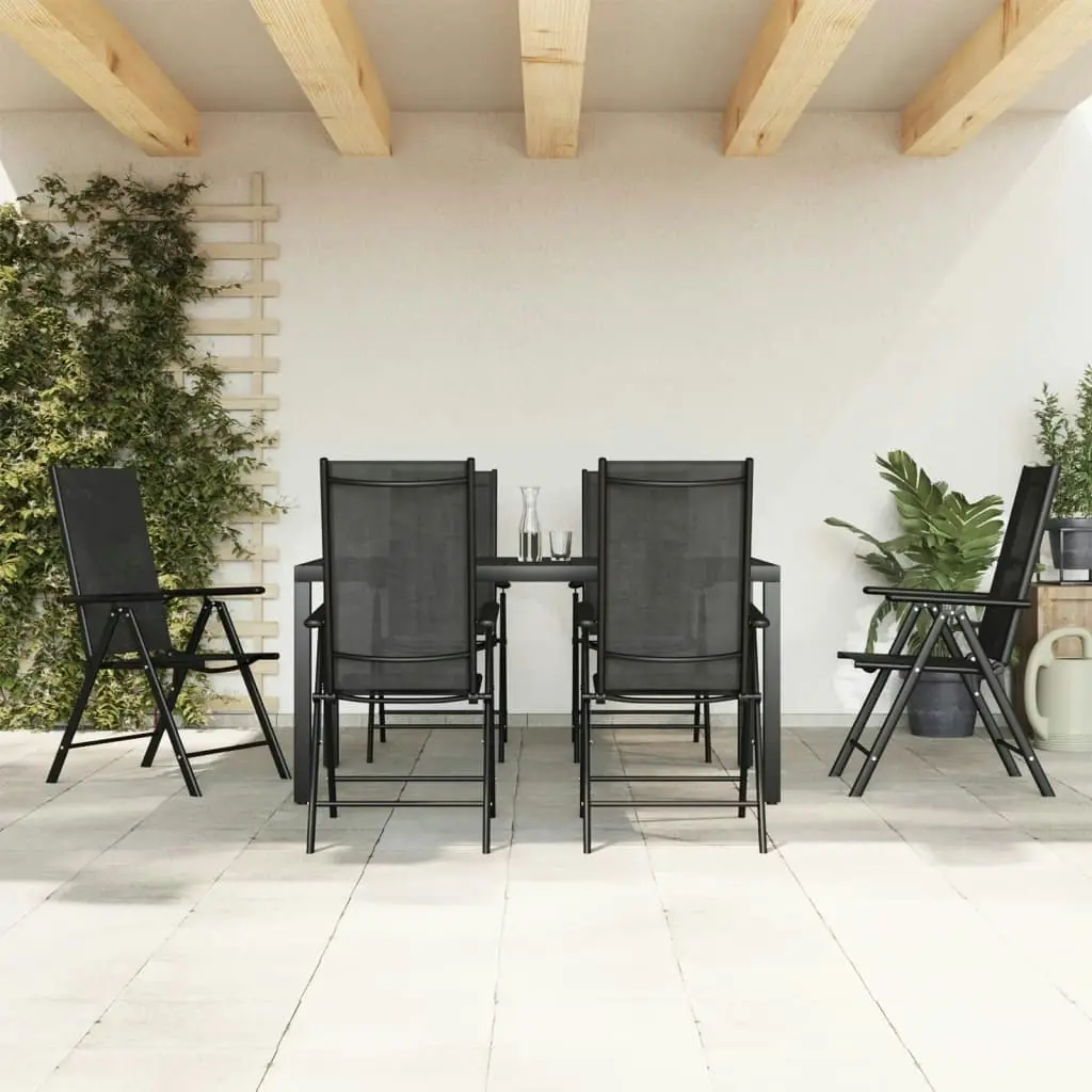 7 Piece Garden Dining Set Black Aluminium 3200603